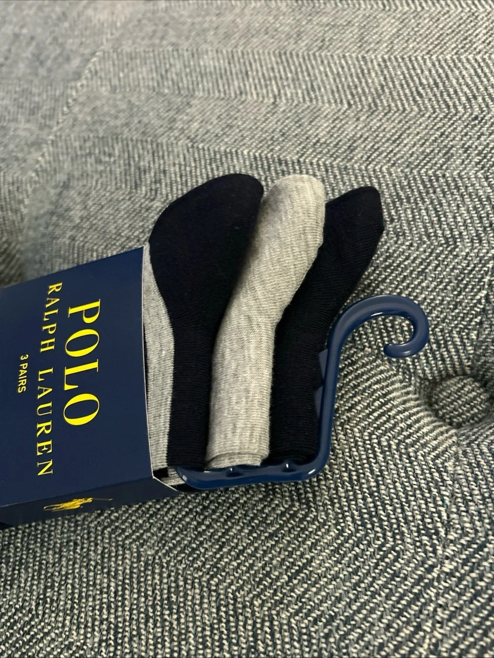 New Polo Ralph Lauren Men's 3-Pair Socks  Navy/Gray- Shoe Size- 6-12.5